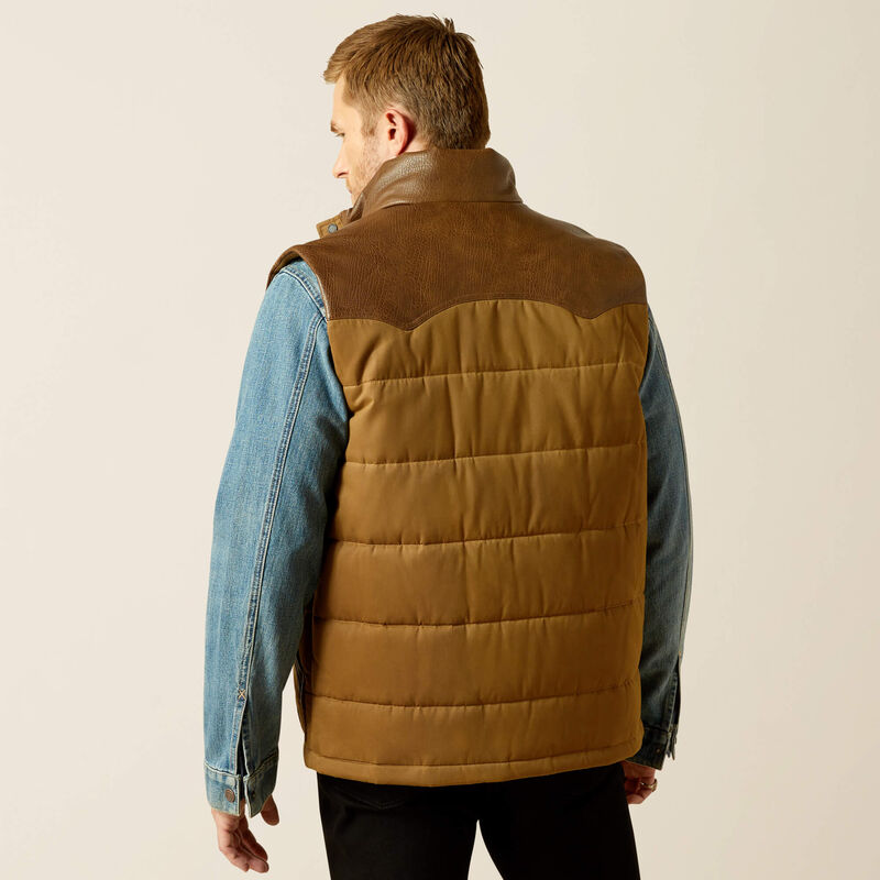 Ariat Men's Western Quilted Vest - CUB KHAKI|BROWN