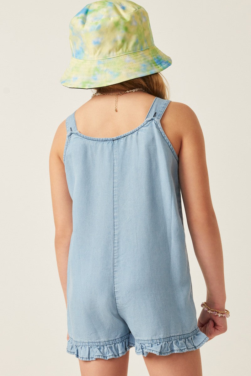 Girls Tencel Ruffle Hem Patch Pocket Jumper