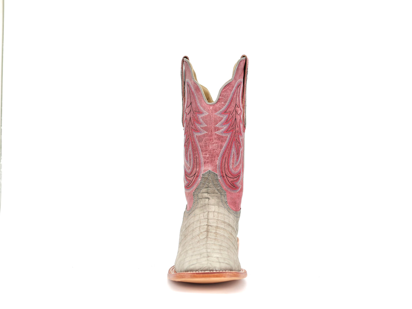 R. Watson Nubuck Charcaoal Caiman Belly/Rosa Goat
