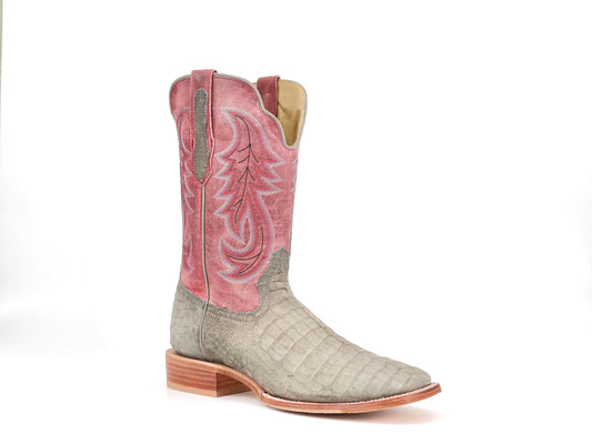 R. Watson Nubuck Charcaoal Caiman Belly/Rosa Goat