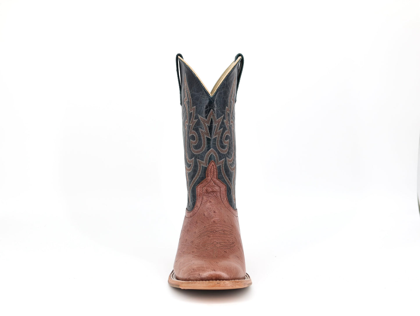 Horse Power Rum Brown Smooth Ostrich Round Toe