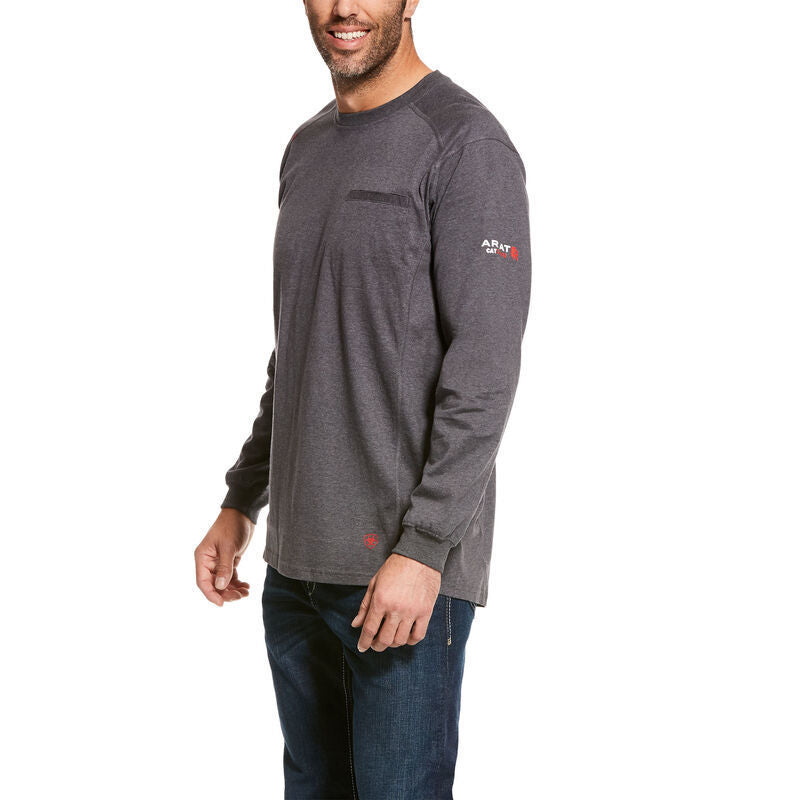 Ariat 10027888 MENS FR AIR CREW LS T-SHIRT CHARCOAL HTHR