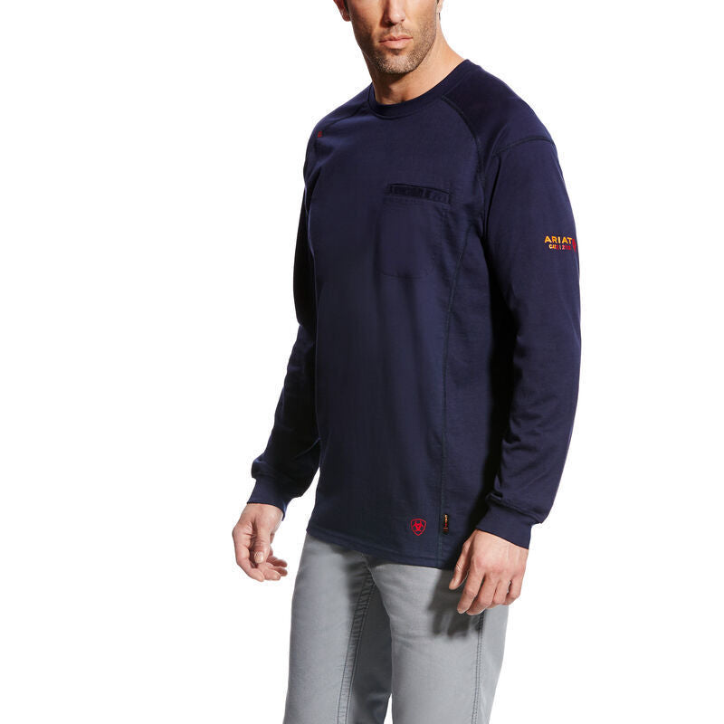 Ariat 10022327 MENS FR AC CREW LS NAVY BLUE 2XL