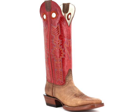 Hondo  Waxy Brown and Red Square Toe Boot