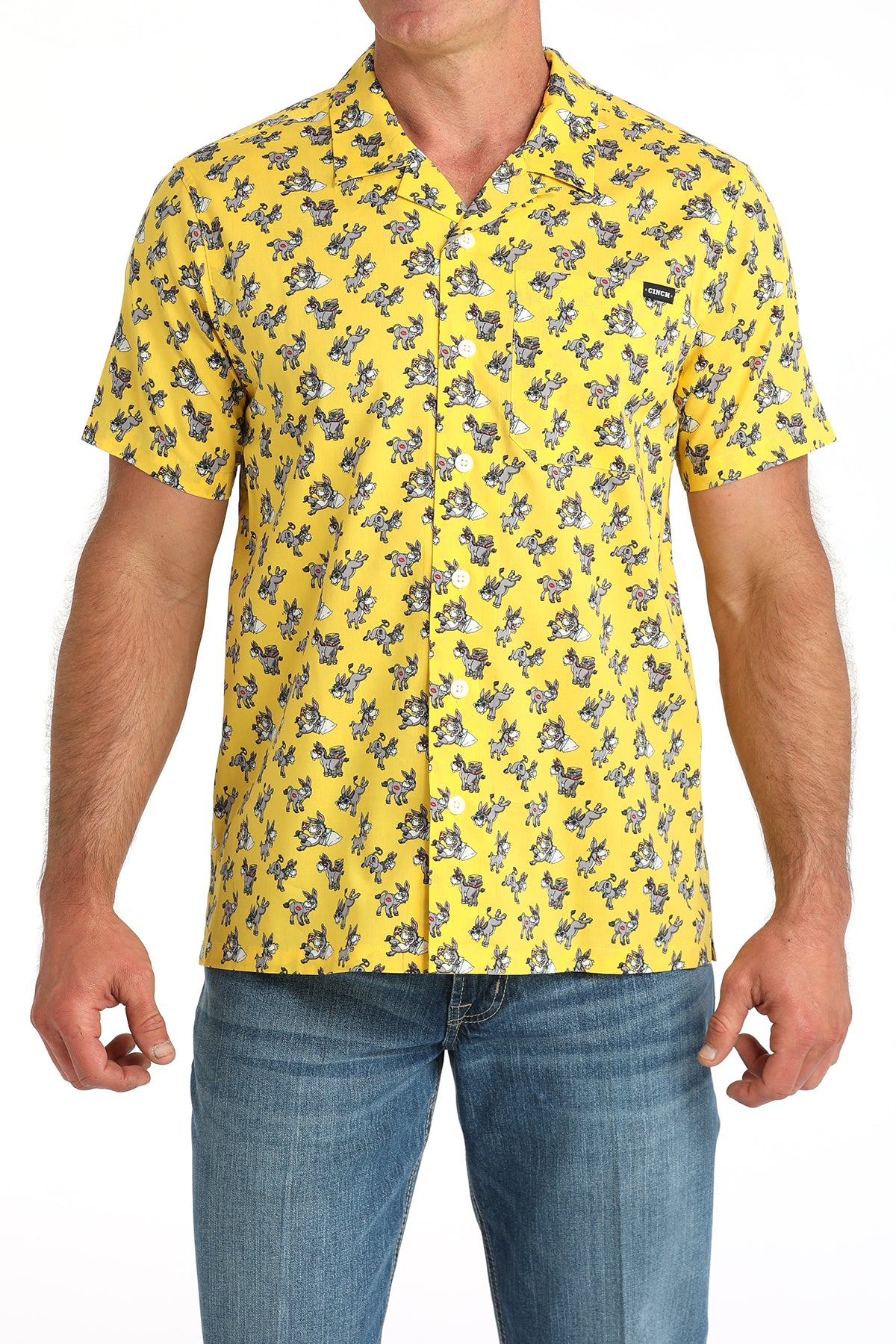 Cinch Men’s Wonky Donkey Camp Shirt – Gold
