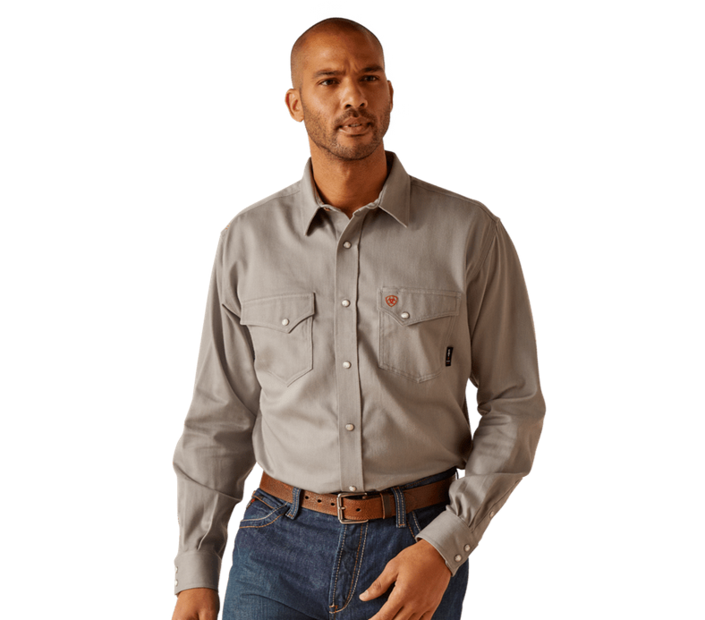 Ariat 10048446 FR Solid Snap Work Shirt SILVER FOX