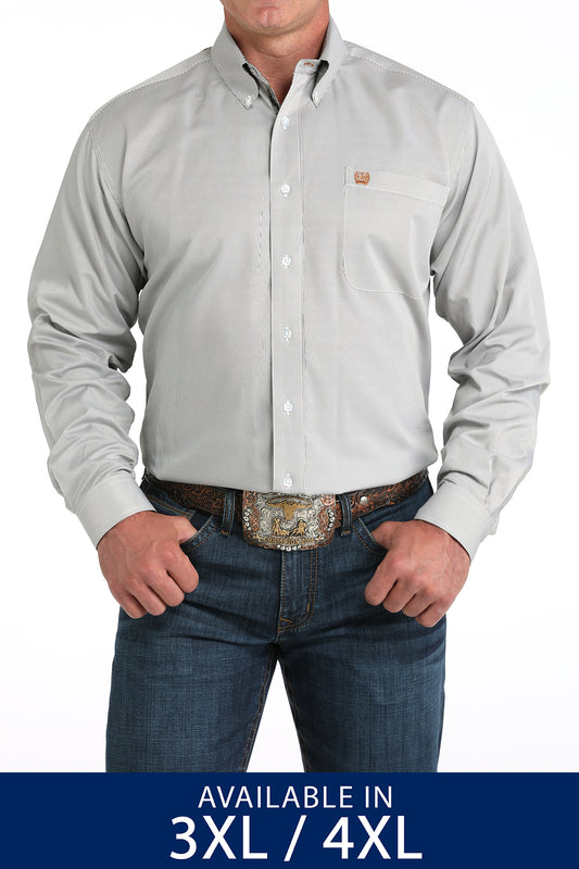 Cinch Men's Long Sleeve Striped- Olive