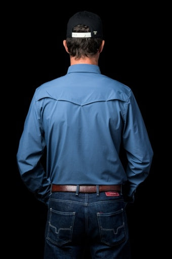 FERRELL MEN'S BLUE LONG SLEEVE SNAP SHIRT 3XL