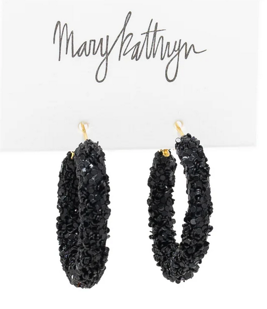 Black Glitter Hoops