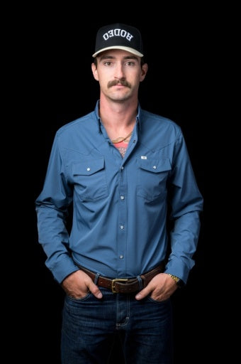 FERRELL MEN'S BLUE LONG SLEEVE SNAP SHIRT L