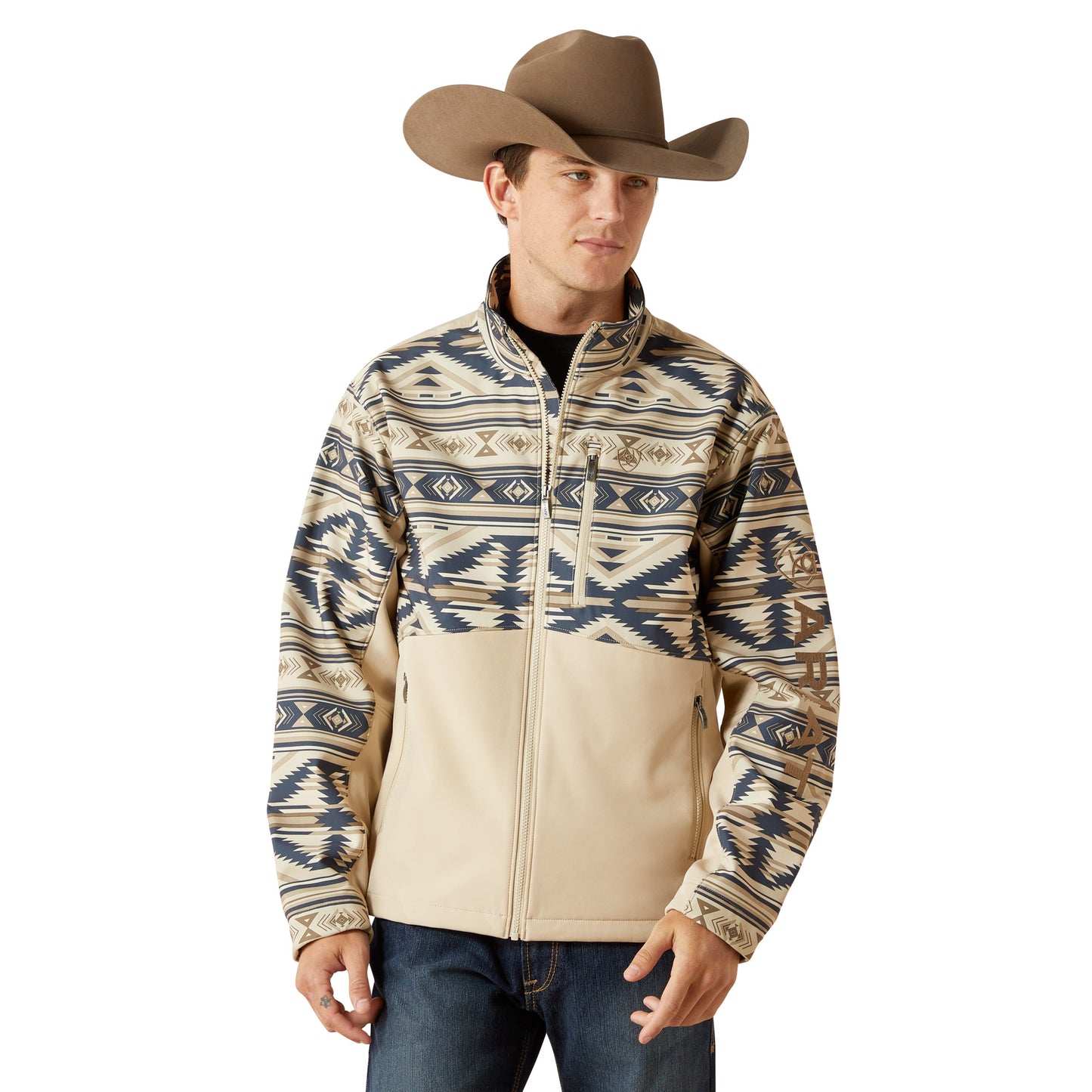 Ariat Men's Logo Softshell Jacket WHITE PEPPER SOUTHWEST