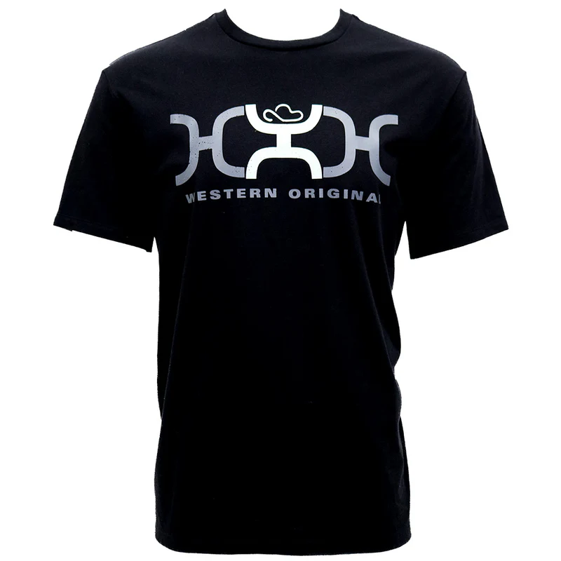 Hooey Loop Men's Black Crew Neck Cotton / Poly Short Sleeve T-Shirt with Grey / Green Logo