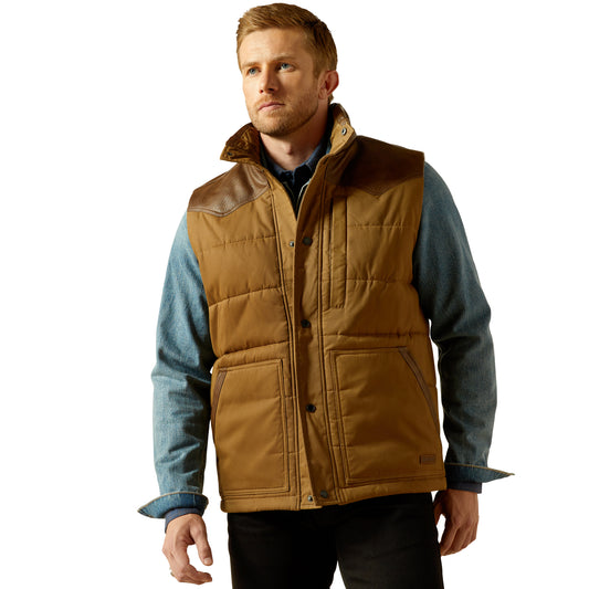 Ariat Men's Western Quilted Vest - CUB KHAKI|BROWN