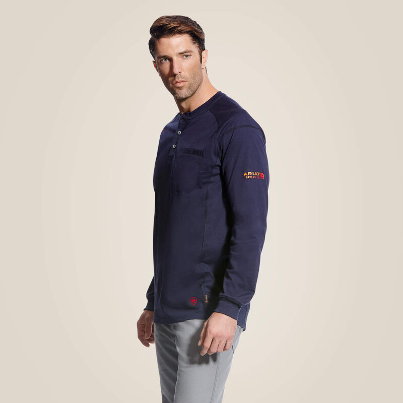 Ariat MENS FR AIR HENLEY LS TOP NAVY
