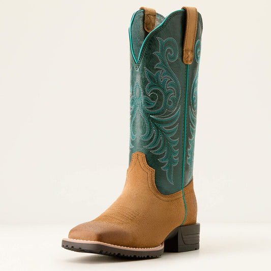 Ariat Womens Hybrid Ranch Time Western Boot ACORN ROUGHOUT