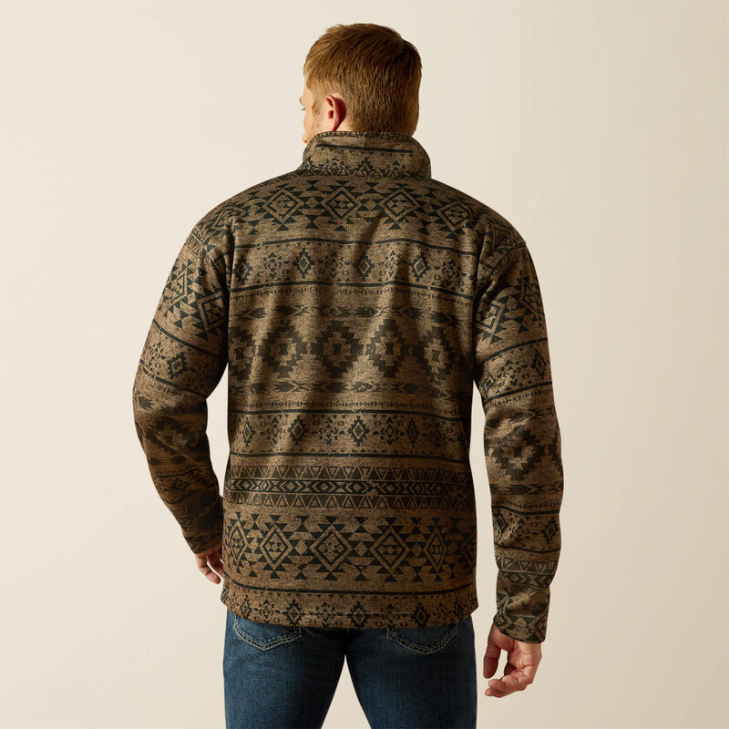 Ariat Men's Caldwell 1/4 Button Sweater LIGHT BROWN SOUTHWEST