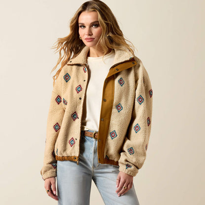 Ariat Women's Sherpa Blocked Jacket- SOUTHWEST EMBROIDERED MOTIF