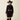 Ariat Nocturne Dress in Black — corduroy, button front, A-line skirt. Front view on model.