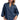 Eesome striped denim back pleat blouse in Indigo Stripe — deep V neckline, silver buttons, 3/4 sleeves. Front on-model.