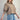 Eesome striped button down cropped shirt in Coco — cropped boxy fit styled with wide-leg denim. Side on-model.