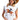 Eesome Western Inspired knit top in Off White — rust and navy bronc rider intarsia, navy contrast rib. Front on-model.