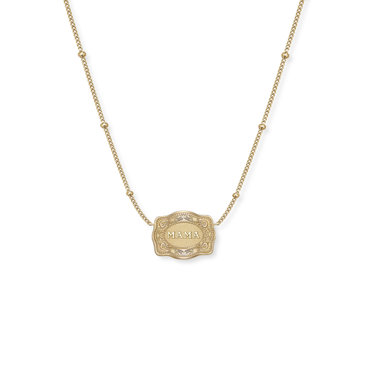 SpurWest Ultra Mini Belt Buckle Necklace (Mama) - Gold