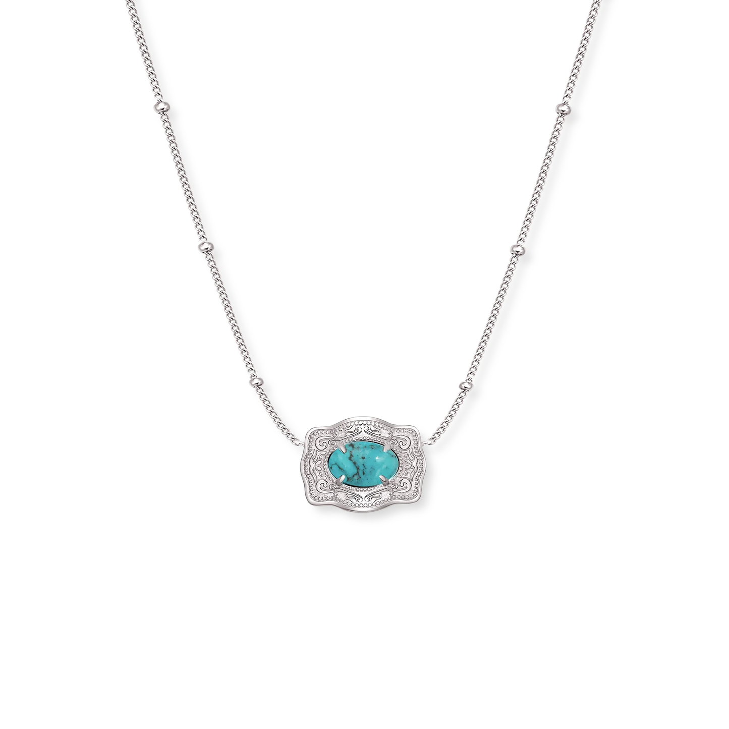 SpurWest Ultra Mini Belt Buckle Necklace (Oasis) - Silver