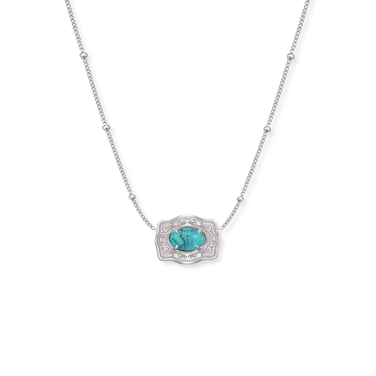 SpurWest Ultra Mini Belt Buckle Necklace (Oasis) - Silver