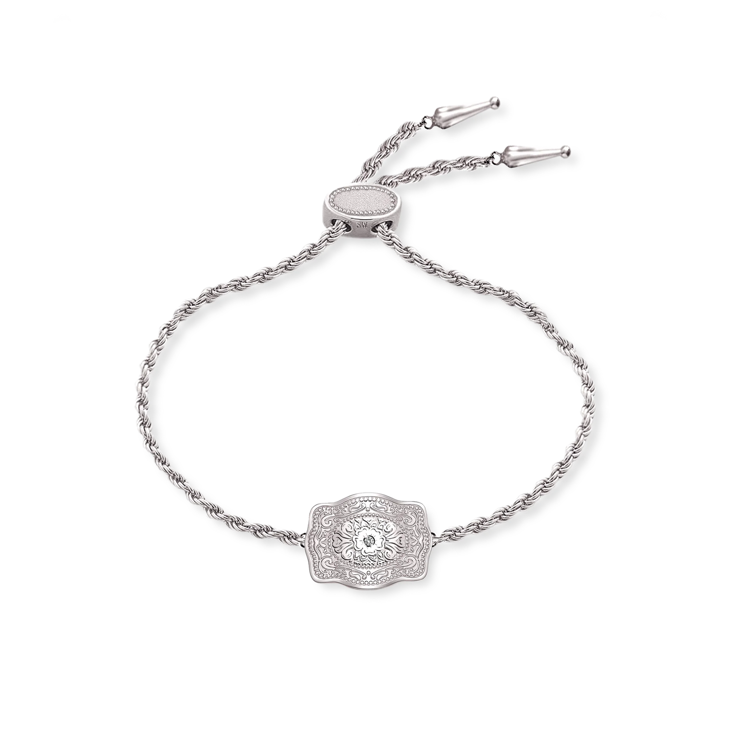 SpurWest Ultra Mini Belt Buckle Bracelet (Amelia Rose) - Silver