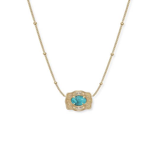 SpurWest Ultra Mini Belt Buckle Necklace (Oasis) - Gold
