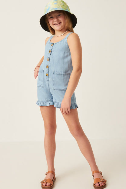 Girls Tencel Ruffle Hem Patch Pocket Jumper