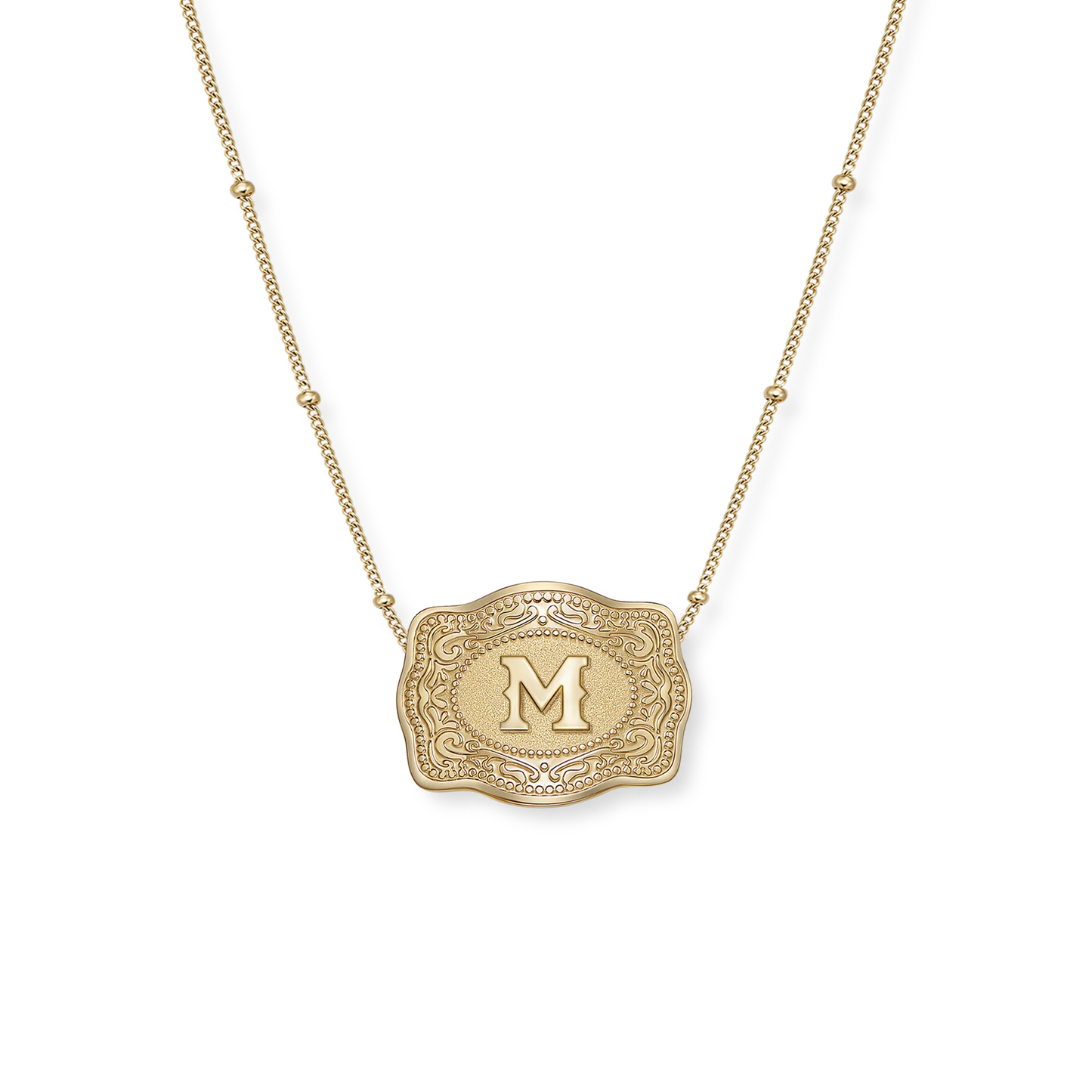 SpurWest Ultra Mini Belt Buckle Necklace (Initial) - Gold