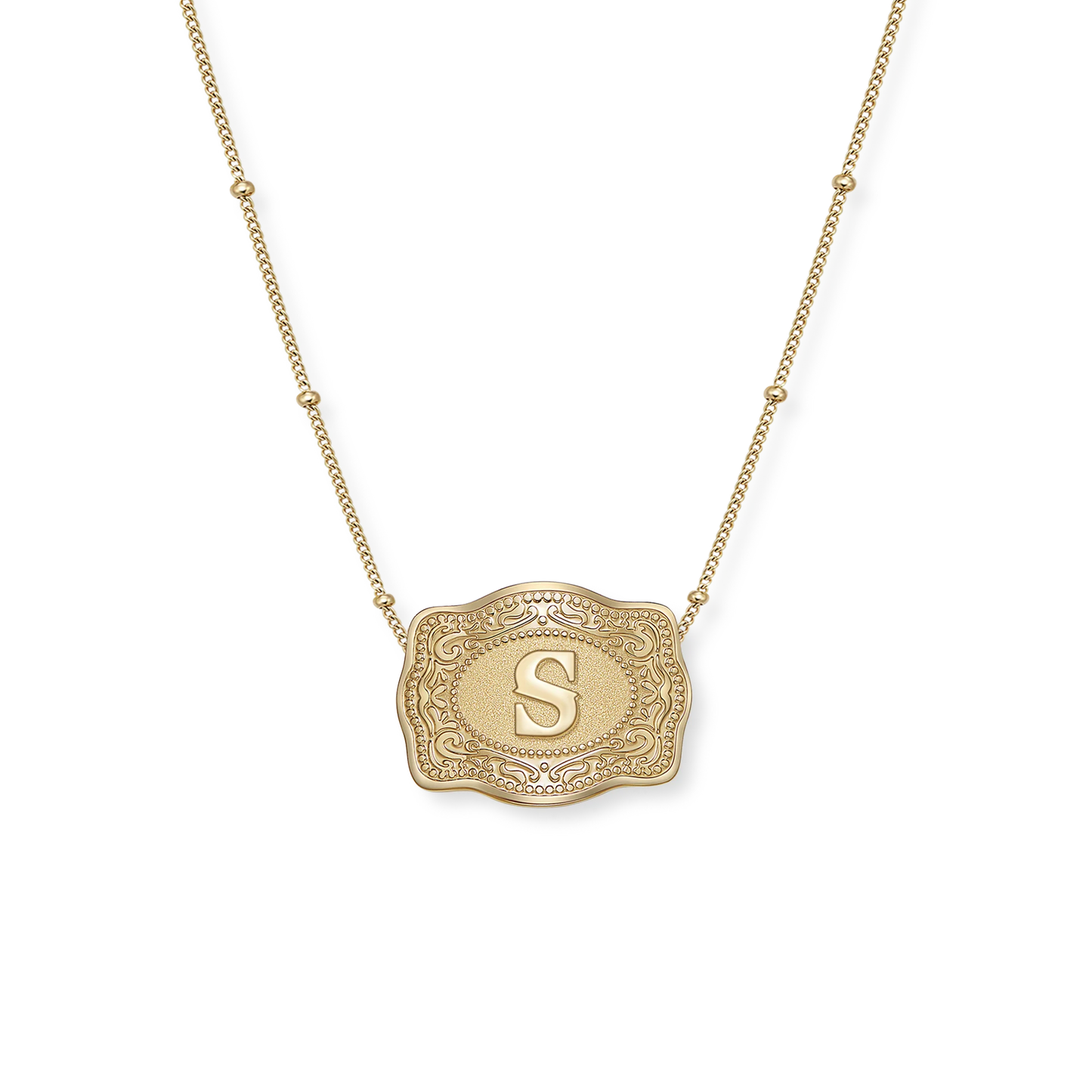 SpurWest Ultra Mini Belt Buckle Necklace (Initial) - Gold