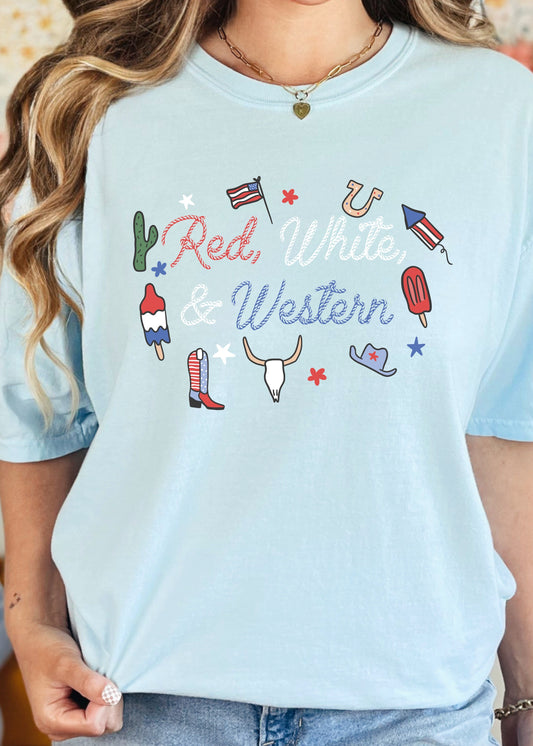 Red, White, & Western Crop Tee
