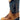 Old West toddler western boot in burnt brown and cactus navy — leather foot and shaft, broad square toe. Side view.