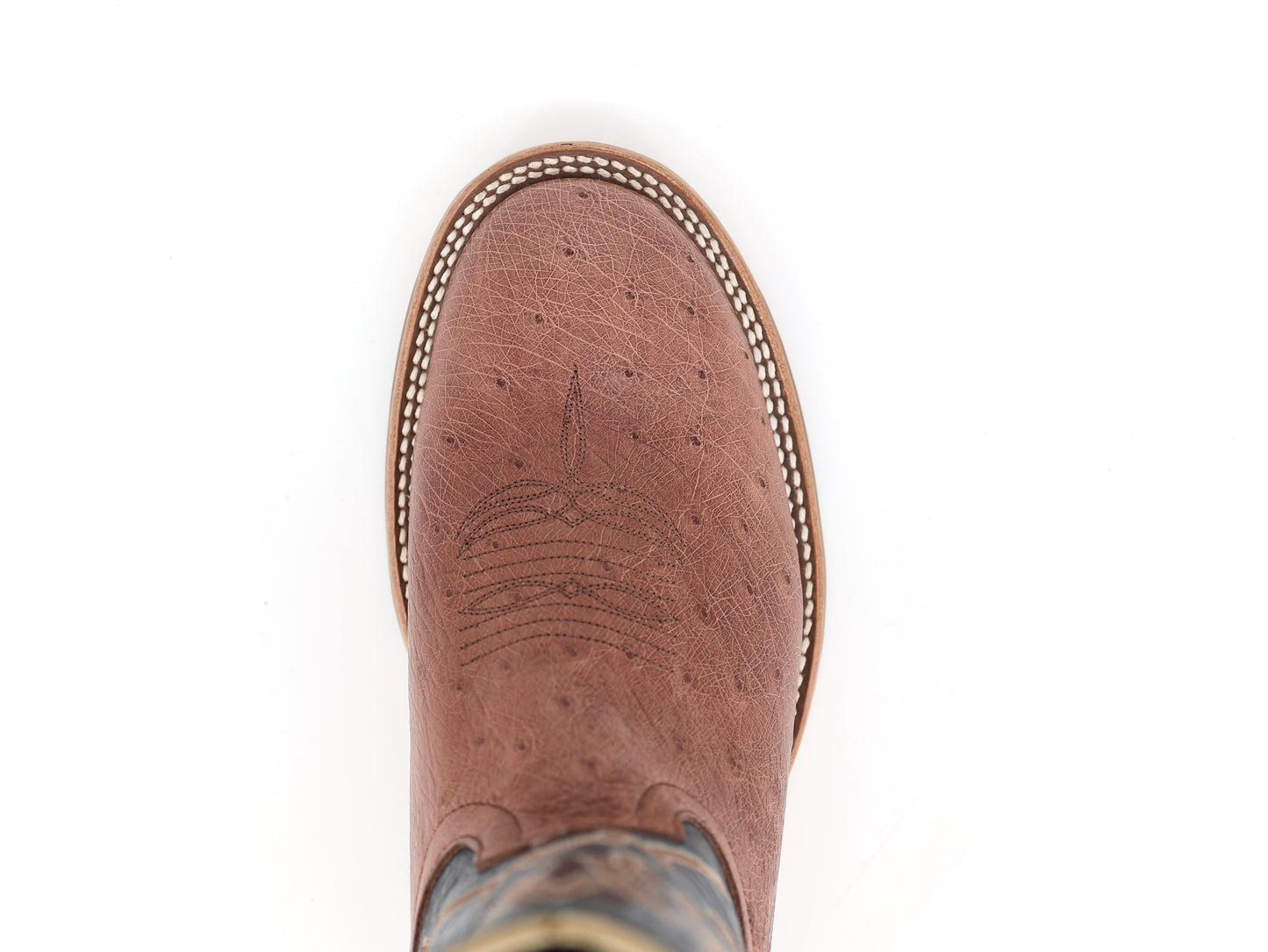 Horse Power Rum Brown Smooth Ostrich Round Toe