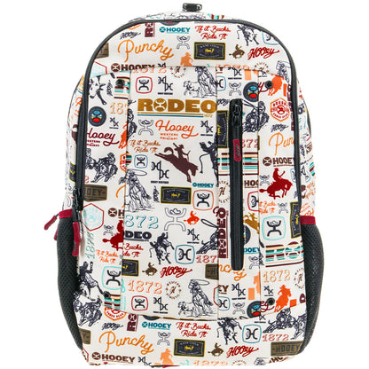 Hooey Rockstar Backpack Cream Rodeo Pattern Body with Black Accents