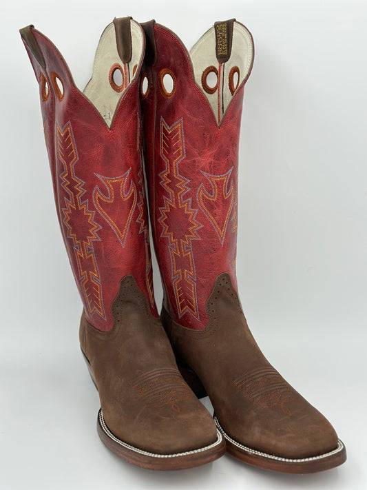 Hondo  Waxy Brown and Red Square Toe Boot