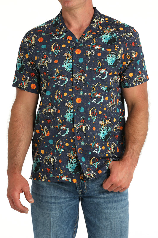 Cinch Men’s Space Cowboy Camp Shirt – Navy