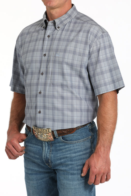 Cinch Men’s Short Sleeve Button-Up Plaid Arena Flex