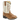 Old West toddler western boot, brown ostrich-print foot and white embroidered shaft — broad square toe. Side view.