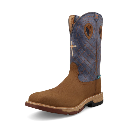 Twisted X Western Work Boot - Brown Elephant Print & Bone