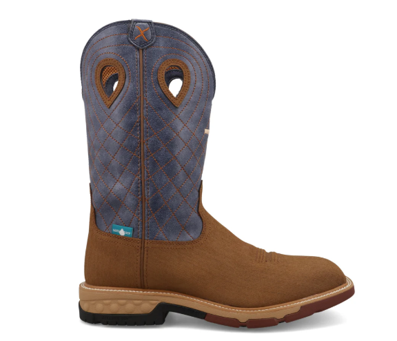 Twisted X Western Work Boot - Brown Elephant Print & Bone