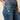 Ariat Petra Flipside Wide Leg Jean in Montrose — front pocket and distressing. Detail view.
