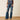 Ariat Petra Flipside Wide Leg Jean in Montrose — distressed knees, wide leg. Front view on model.