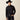 Ariat Piety Snap Shirt in Black Geo Print — snap front, western yokes. Front view on model.