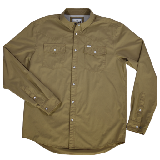 FERRELL MEN'S KHAKI LONG SLEEVE SNAP SHIRT