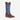 Circle A Western and Work Anderson Bean cowboy boot in toast bison leather with a blue shaft and riding heel.