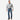 Circle A Western and Work Ariat men's relaxed fit boot cut jeans in medium wash denim with a brown belt.