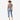 Circle A Western and Work Ariat women's light wash denim jeans with a straight leg and cuffed hem. Model wears a grey t-shirt and brown hat.